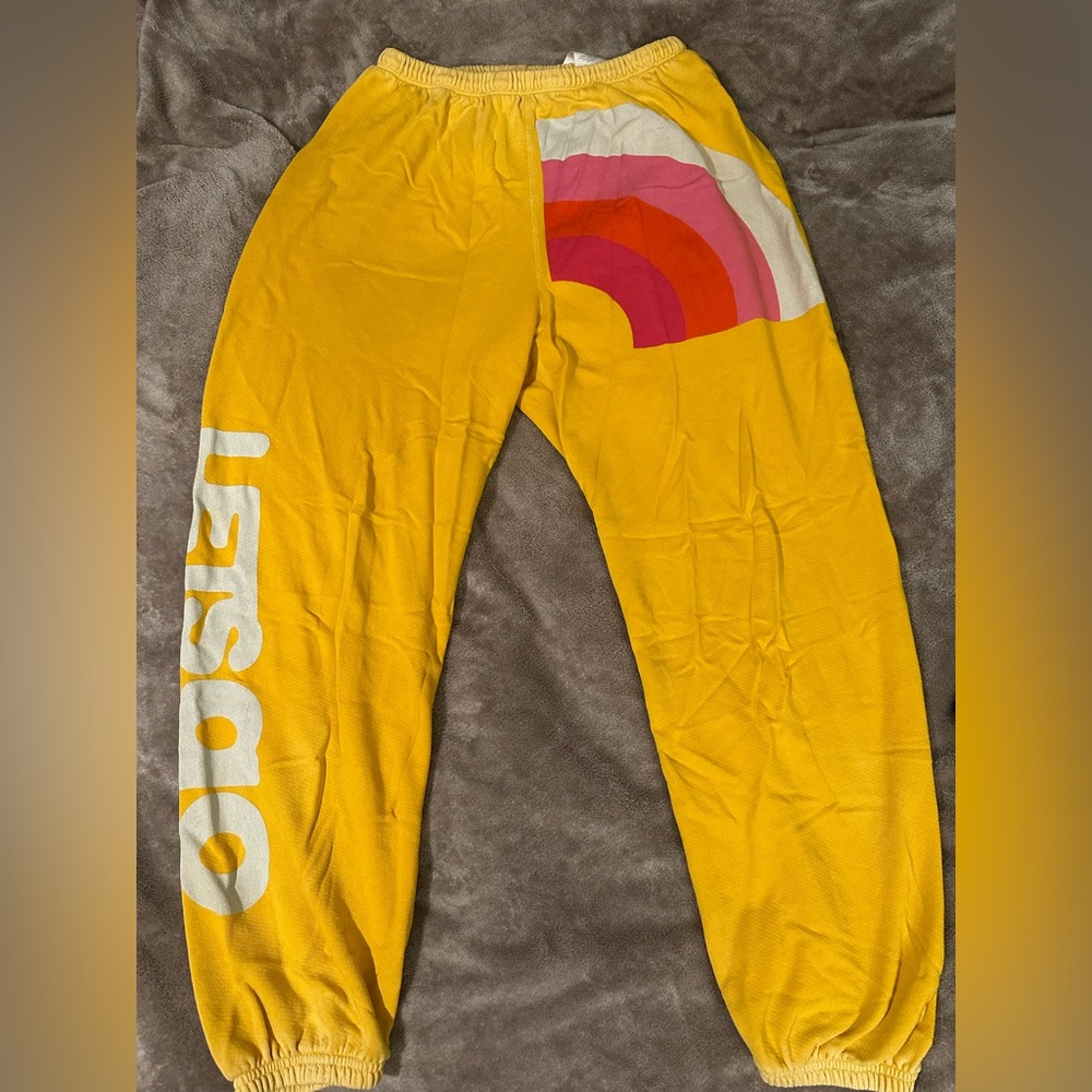 FREECITY SUPERRAINBOW LETSGO SUPERVINTAGE OG SWEATPANT-YELLOW: Size Medium